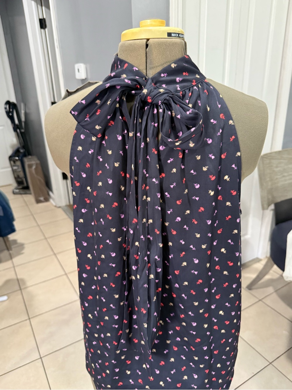 Ann Taylor Black Halter Dress Top with Multicolor Floral Print - Picture 6 of 9